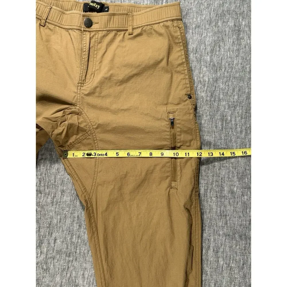 Wrmfzy Pants Mens Large Tan Ripstop Tactical Cargo Elastic Waist Stretch